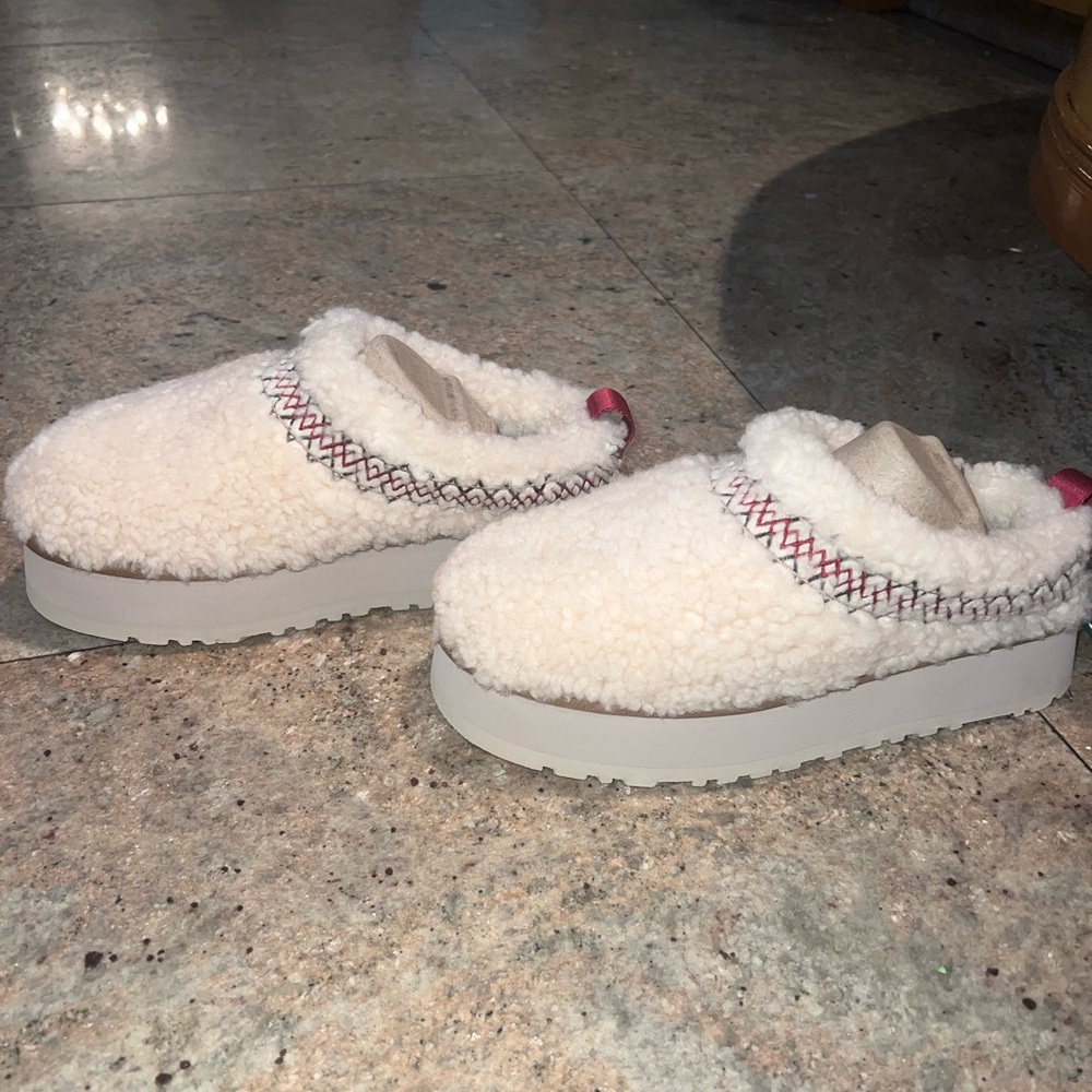 White Tazz Braid Ugg Slippers